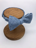 Belfast Bow Co Handmade Irish Linen Bow Tie-Blue Herringbone