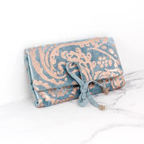 PM Velvet Metallic Paisley Jewellery Wrap-Blue