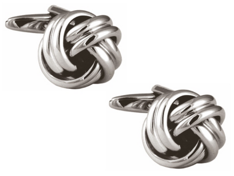 DLCO Rhodium Plated Cufflinks-Double Cord Knot