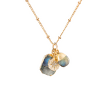 DDN Triple Pendant - Labradorite Gem Slice - Gold