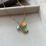 DDN Triple Pendant - Labradorite Gem Slice - Gold