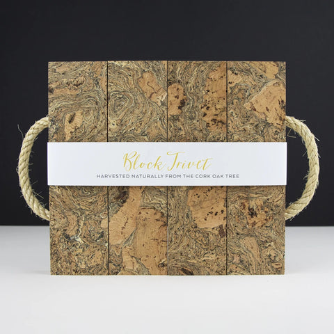 Liga Cork Small Block Trivet - Ice Grey