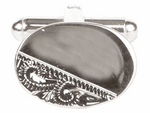 DLCO Rhodium Plated Cufflinks-Oval 1/3 Engraved