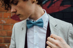Belfast Bow Co Handmade Irish Linen Bow Tie-Blue Herringbone