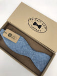 Belfast Bow Co Handmade Irish Linen Bow Tie-Blue Herringbone