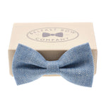 Belfast Bow Co Handmade Irish Linen Bow Tie-Blue Herringbone
