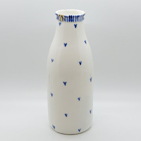 Rebecca Killen Ceramic Tall Bottle Cobalt - Hearts