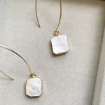 Decadorn Earrings - Mother of Pearl Gem Slice Dropper - Gold
