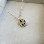 Decadorn Pendant Necklace - Dalmation Jasper Gem Slice  - Gold