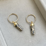 Decadorn Earrings Hoop - Dalmation Jasper Mini Wand  - Gold