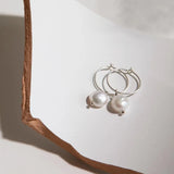 Decadorn Earrings - Sea Pearl Mini Hoop Silver