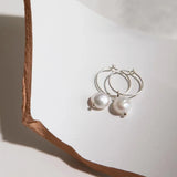 Decadorn Earrings - Sea Pearl Mini Hoop Silver