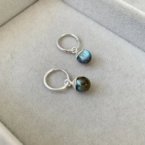Decadorn Earrings - TT Labradorite Hoop - Silver