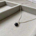 Decadorn Pendant Necklace - Tiny Tumbled Onyx - Silver