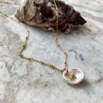 Decadorn Pendant Necklace - Flat Fresh Water Pearl & Star - Gold