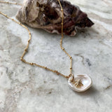 Decadorn Pendant Necklace - Flat Fresh Water Pearl & Star - Gold