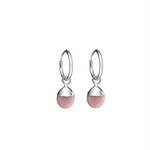 Decadorn Earrings - Tiny Tumbled Pink Opal Hoop - Silver