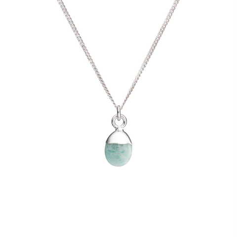 Decadorn Pendant Necklace - Tiny Tumbled Amazonite (Green) - Silver