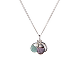 Decadorn Pendant Triple Necklace - Tiny Tumbled Quartz, Amethyst & Amzonite - Silver