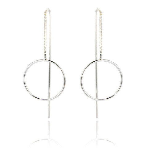 SPK Sia Circle Drop Earrings- Stirling Silver