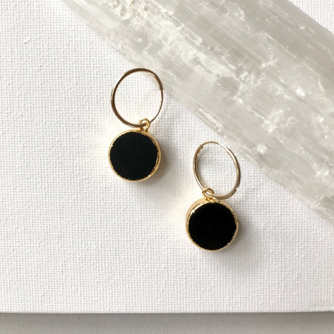 Decadorn Earrings-Mini Circle Hoop Black Onyx