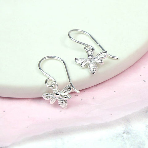 PM Sterling Silver Bee Drop Earring