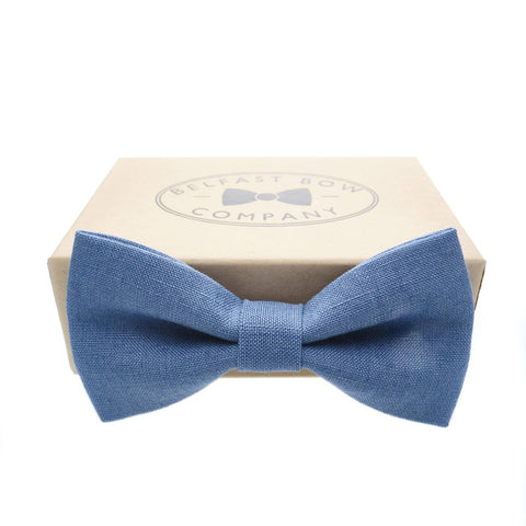Belfast Bow Co Handmade Irish Linen Bow Tie-Slate Blue