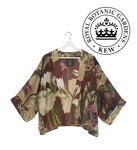One Hundred Stars & Kew RBG Iris Flower Kimono - Burgundy