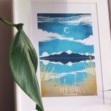 RHA - A4 Mounted Print - Mournes in Blue