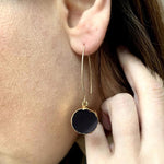 Decadorn Earrings-Mini Circle Dropper- Black Onyx