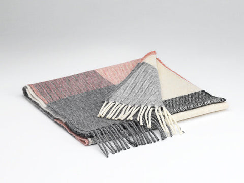 McNutt Lambswool Scarf - Rose & Grey Check
