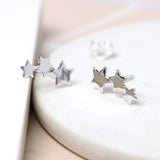 PM Sterling Row of Stars Stud Earrings