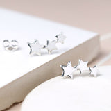 PM Sterling Row of Stars Stud Earrings