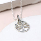 PM Sterling Silver Tree of Life Crystal Necklace