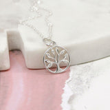 PM Sterling Silver Tree of Life Crystal Necklace