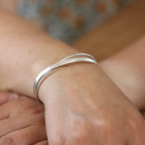 PM Sterling Silver Double Strand Bangle
