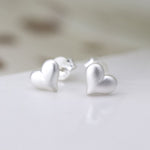 PM Brushed Heart Stud Earrings