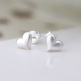 PM Brushed Heart Stud Earrings