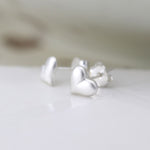 PM Brushed Heart Stud Earrings