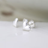 PM Brushed Heart Stud Earrings