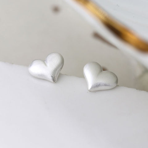 PM Brushed Heart Stud Earrings