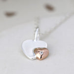 PM Sterling silver rose gold crystal heart necklace