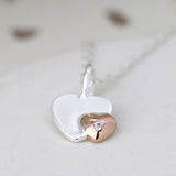 PM Sterling silver rose gold crystal heart necklace