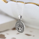PM Sterling Silver Marcasite Tree Of Life Necklace
