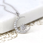 PM Sterling Silver Crystal Crescent Moon Necklace