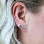 PM Sterling Silver Mismatched Moon & Star Earrings