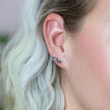PM Sterling Silver Mismatched Moon & Star Earrings