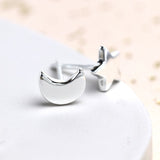 PM Sterling Silver Mismatched Moon & Star Earrings
