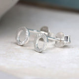 PM Scratched Circle Stud Earrings