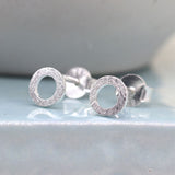 PM Scratched Circle Stud Earrings